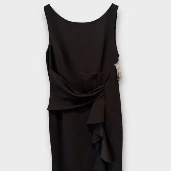 Betsy & Adam Christine Scuba Crepe Ruffle Bow Trumpet Gown Size 14 - Picture 4 of 8